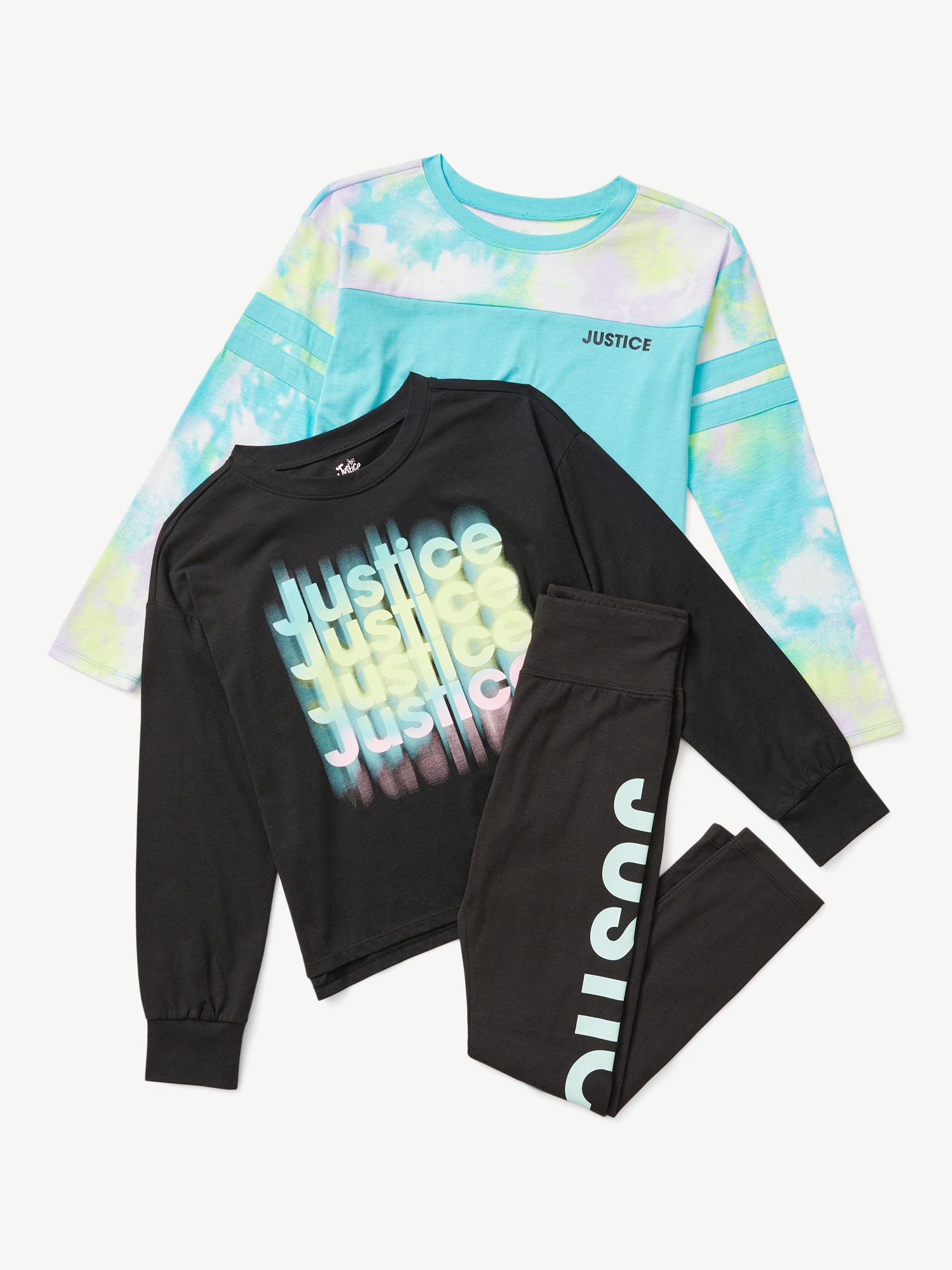 Justice Girls Long Sleeve Tee and Legging 3-Piece Set, Sizes (XS-XLP)
